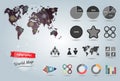 World map infographic template. Set of elements. Royalty Free Stock Photo