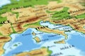 world map of italy and neighbouring countries in close up