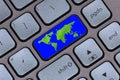 World map on keyboard search key internet search