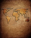 World map on leather background Royalty Free Stock Photo