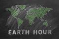 Earth hour. Chalk drawn illustration