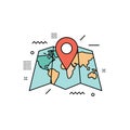 World Map with Location Pin Icon in Modern Flat Design Royalty Free Stock Photo
