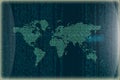 World map made of binary code. 3D rendering. Royalty Free Stock Photo