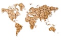 World map made of cracked earth with soft shadow on a white background. Royalty Free Stock Photo