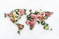 World map made of flowers