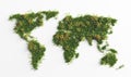 World map made of grass and spring summer flowers. Royalty Free Stock Photo