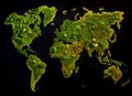 World map made from green grass and leaves. Ecology and green environment concept isolated on black background. Created with Royalty Free Stock Photo