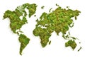 World map made from green grass and leaves. Ecology and green environment concept isolated on white background. Created with Royalty Free Stock Photo