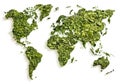 World map made from green grass and leaves. Ecology and green environment concept isolated on white background. Created with Royalty Free Stock Photo