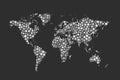 World Map made up from modern white circles different sizes on black Royalty Free Stock Photo