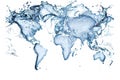 World map made of water. White isolated design element