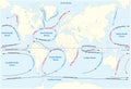 World map with major marine currents Royalty Free Stock Photo