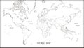 World map, Mercator projection blank map with boundary line