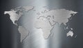 World map on metal plate Royalty Free Stock Photo