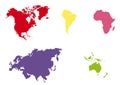 World map. multi-colored continents. Vector Royalty Free Stock Photo