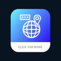 World, Map, Navigation, Location Mobile App Button. Android and IOS Line Version Royalty Free Stock Photo