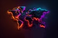 World map neon colorfool illustration Royalty Free Stock Photo