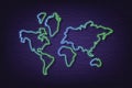 World map neon signboard banner Royalty Free Stock Photo