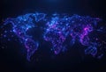 World Map Network Connections with Glowing Nodes and Lines Global Concept Royalty Free Stock Photo