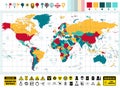 World map and Nuclear Power technology icons with contamination Royalty Free Stock Photo