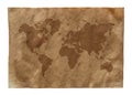 World map on old brown grunge paper Royalty Free Stock Photo