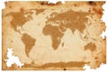 World map on old brown paper Royalty Free Stock Photo