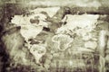 World map on old grunge board. World map concept, Elements of t