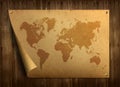 World map on old paper. Royalty Free Stock Photo