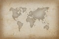 World map on an old paper texture background with space for text wind sea marine navigation. Design retro nautical template for Royalty Free Stock Photo