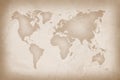 World map on an old paper texture background with space for text wind sea marine navigation. Design retro nautical template for Royalty Free Stock Photo