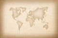 World map on an old paper texture background with space for text wind sea marine navigation. Design retro nautical template for Royalty Free Stock Photo