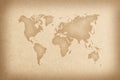 World map on an old paper texture background with space for text wind sea marine navigation. Design retro nautical template for Royalty Free Stock Photo