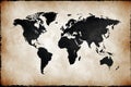 World map on old paper texture with grunge effects Royalty Free Stock Photo