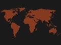 World map of orange concentric rings on dark grey background. Worldwide communication radio waves concept Modern design