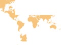 World map with outline in World Cube coordinate system