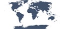 World map with outline in World Eckert V coordinate system