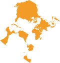 World map with outline in World Hotine coordinate system