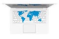 World Map over Laptop Keyboard. 3d Rendering Royalty Free Stock Photo