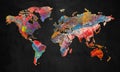 World map paint artistic design