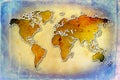 World map paint design art illustration