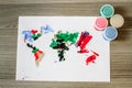 World Map, Painted by Finger Paint Royalty Free Stock Photo