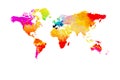 World map painted with watercolor isolated on white background. Royalty Free Stock Photo