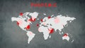 World map, pandemic is standing on the textured background, outbreak of the covid-19 and monkeypox virus, infectious disease