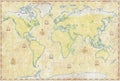 World Map On Parchment