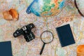 World map, passport and money, tourism and recreation concept Royalty Free Stock Photo