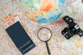 World map, passport and money, tourism and recreation concept Royalty Free Stock Photo