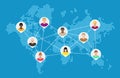 World map with people avatars. Social netwroking. Royalty Free Stock Photo