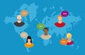 World map with people avatars. Social netwroking. Royalty Free Stock Photo