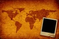 World map and photo frame Royalty Free Stock Photo