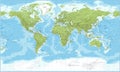 World Map - Physical Topographic - Vector Detailed Illustration